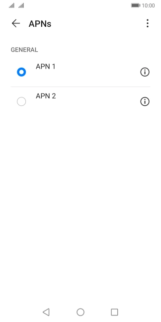Press the field next to the required data connection to activate it.