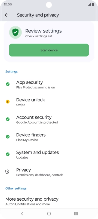 Press Device unlock.