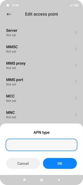 Key in default and press OK.