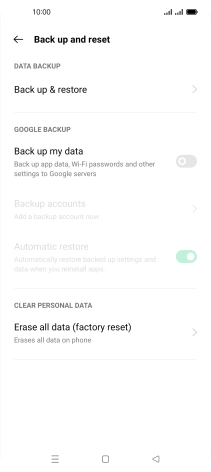 Press Erase all data (factory reset).
