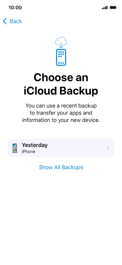 Press the required backup and your phone restores the content of the selected backup. Subsequently, follow the instructions on the screen to set up your phone and prepare it for use.