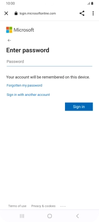Press Password and key in the password for your email account.