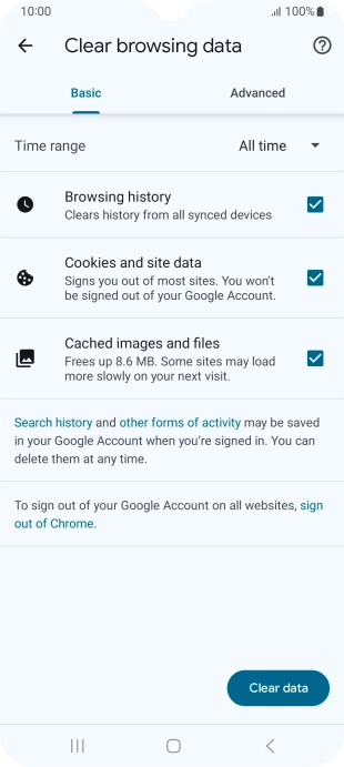 Press the fields next to the required data types.