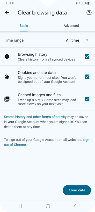 Press the fields next to the required data types.
