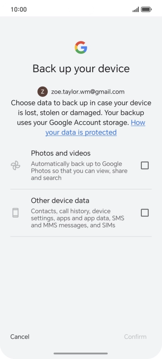 Press the fields next to the required data types to select them.