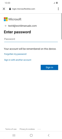 If this screen is displayed, your email account has been recognised and is being set up automatically. Follow the instructions on the screen to key in more information and finish setting up your phone.