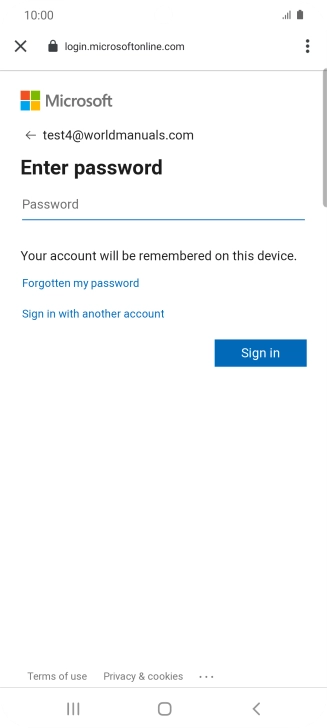 If this screen is displayed, your email account has been recognised and is being set up automatically. Follow the instructions on the screen to key in more information and finish setting up your phone.