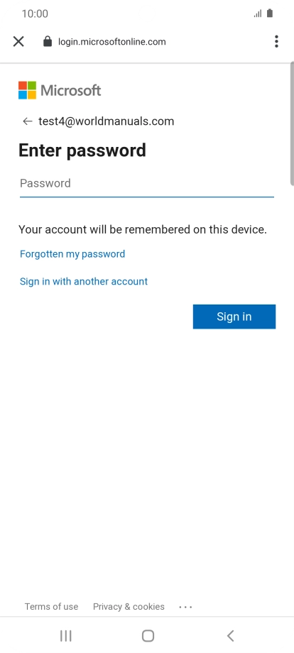 If this screen is displayed, your email account has been recognised and is being set up automatically. Follow the instructions on the screen to key in more information and finish setting up your phone.