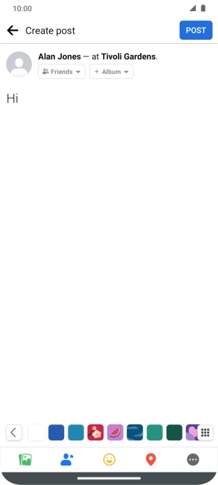 Write the required text and press POST.