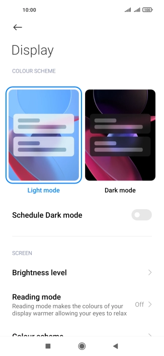 Press Brightness level.