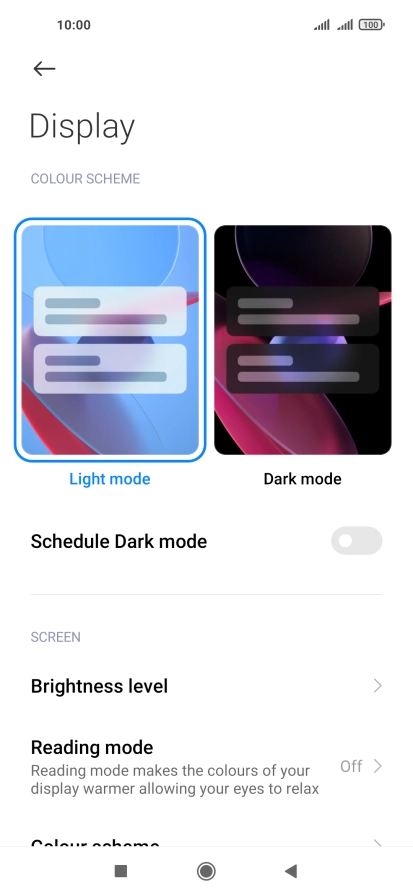 Press Brightness level.