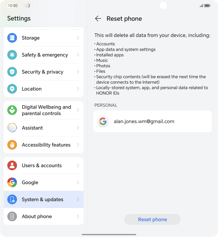 Press Reset phone.