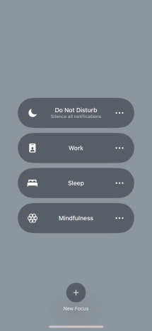Press the required focus mode to activate or deactivate it immediately.
