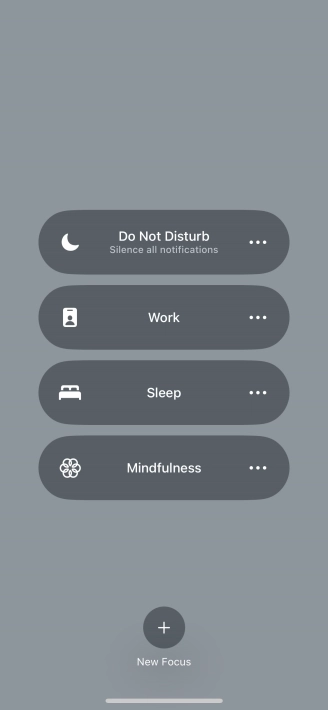 Press the required focus mode to activate or deactivate it immediately.
