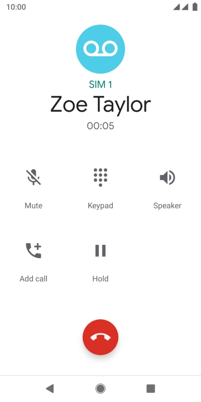 Press the end call icon.