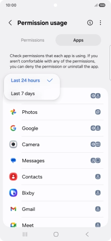 Press the required setting.