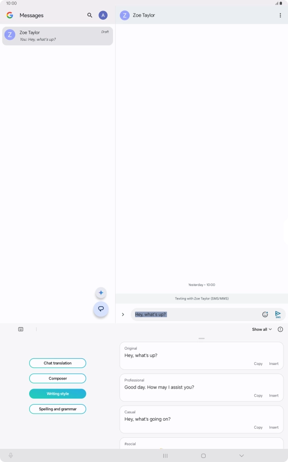 Press the drop down list.