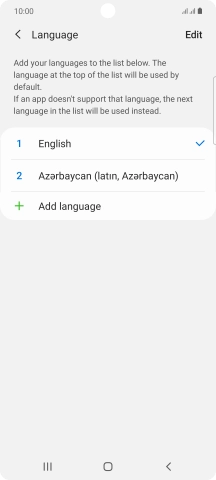 To subsequently select another language as the default language, press the required language.