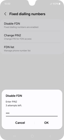 Key in your PIN2 and press OK. The default PIN2 is 1111.