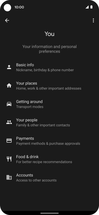 Press Basic info and follow the instructions on the screen to select phone owner settings.