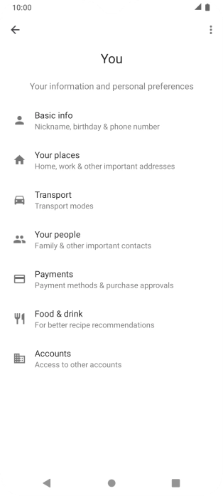 Press Basic info and follow the instructions on the screen to select phone owner settings.
