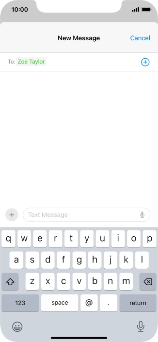 Press the text input field and write the text for your text message.