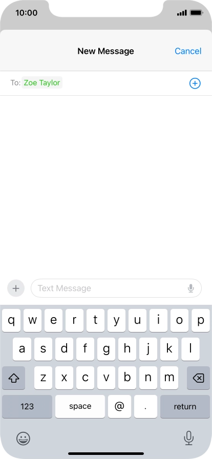 Press the text input field and write the text for your text message.