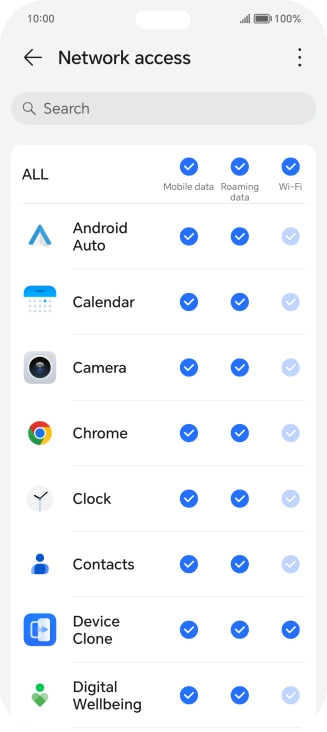Press the field next to the application name in the 