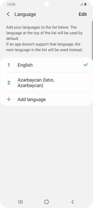 To subsequently select another language as the default language, press the required language.