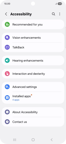 Press Vision enhancements and follow the instructions on the screen to select the required settings.