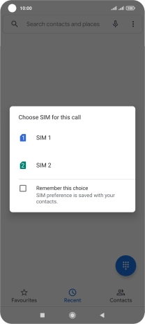 Press the required SIM.