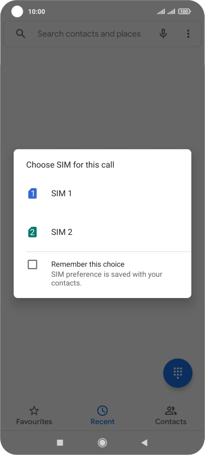 Press the required SIM.