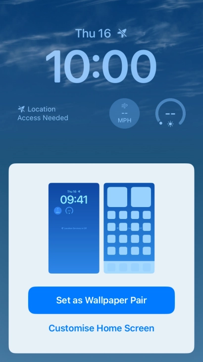 To use the same colour theme on the home screen, press Set as Wallpaper Pair.