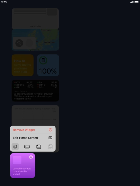 Press Remove Widget.