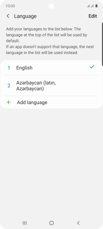To subsequently select another language as the default language, press the required language.