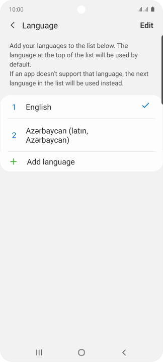 To subsequently select another language as the default language, press the required language.