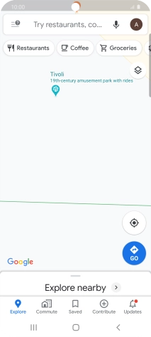 Press the search field and key in the required destination.
