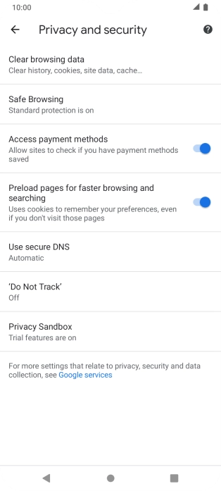 Press Clear browsing data.