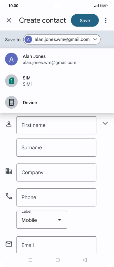 Press the required Google account.