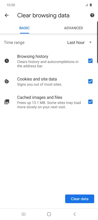 Press the fields next to the required data types.