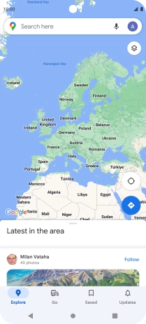 Press the search field and key in the required destination.