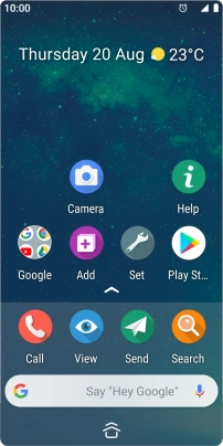 The alarm icon shows that the alarm is set.