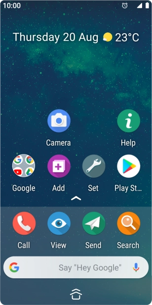 The alarm icon shows that the alarm is set.