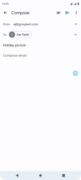 Press the text input field and write the text for your email message.