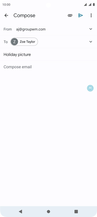 Press the text input field and write the text for your email message.