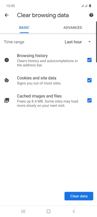 Press the fields next to the required data types.