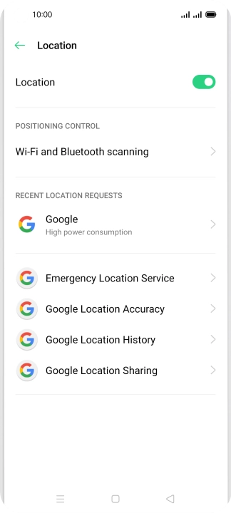 Press Google Location Accuracy.