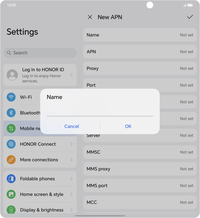 Key in Vodafone Internet and press OK.