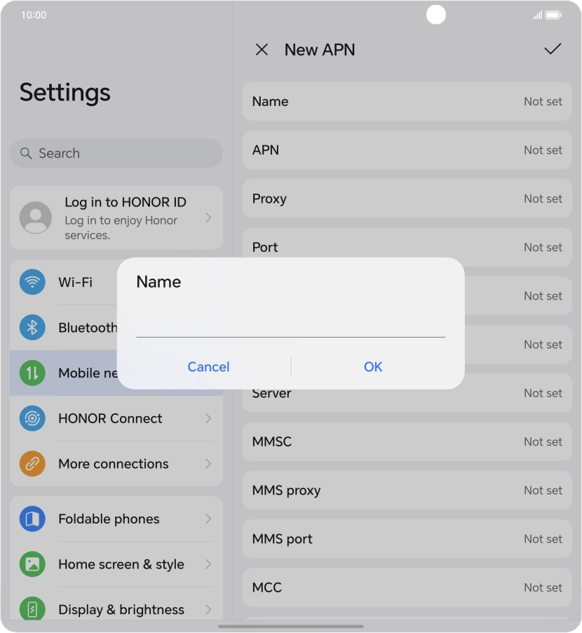 Key in Vodafone Internet and press OK.