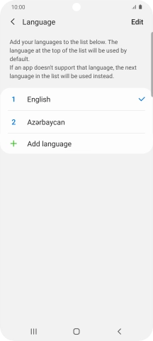 To subsequently select another language as the default language, press the required language.